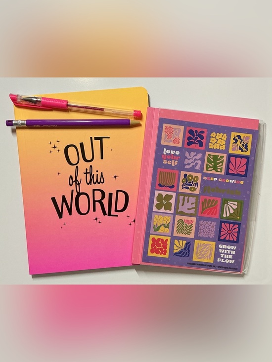 Other - “Out of this World” & Pink w/Stickers Notebook Set - Gel Pen & Pencil Included